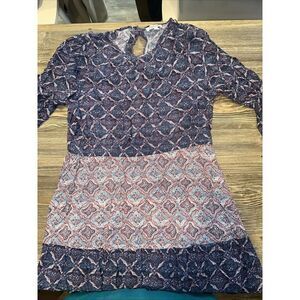 Nordstrom Womens Blue Captain Ibiza Geo-Print women’s Long Sleeve Dress. Size S.